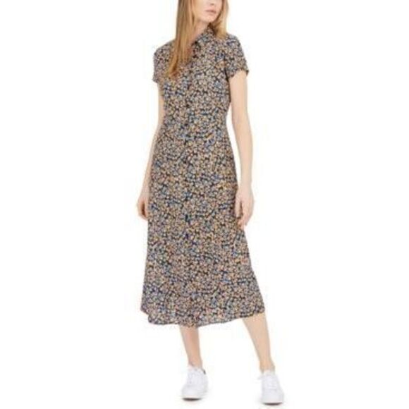 Calvin Klein Jeans Womens Collared Printed Shirtdress Black XL - Picture 1 of 1